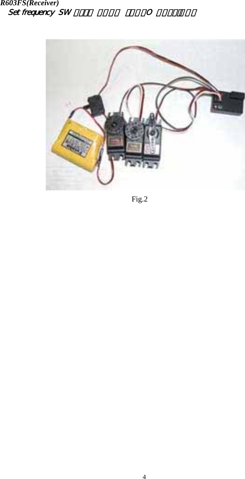 R603FS(Receiver)    Set frequency  SW  １ｓｅｃ  ＰＵＳＨ  （ＡＵＴO  ＳＥＴＴＩＮＧ）                      Fig.2 4 