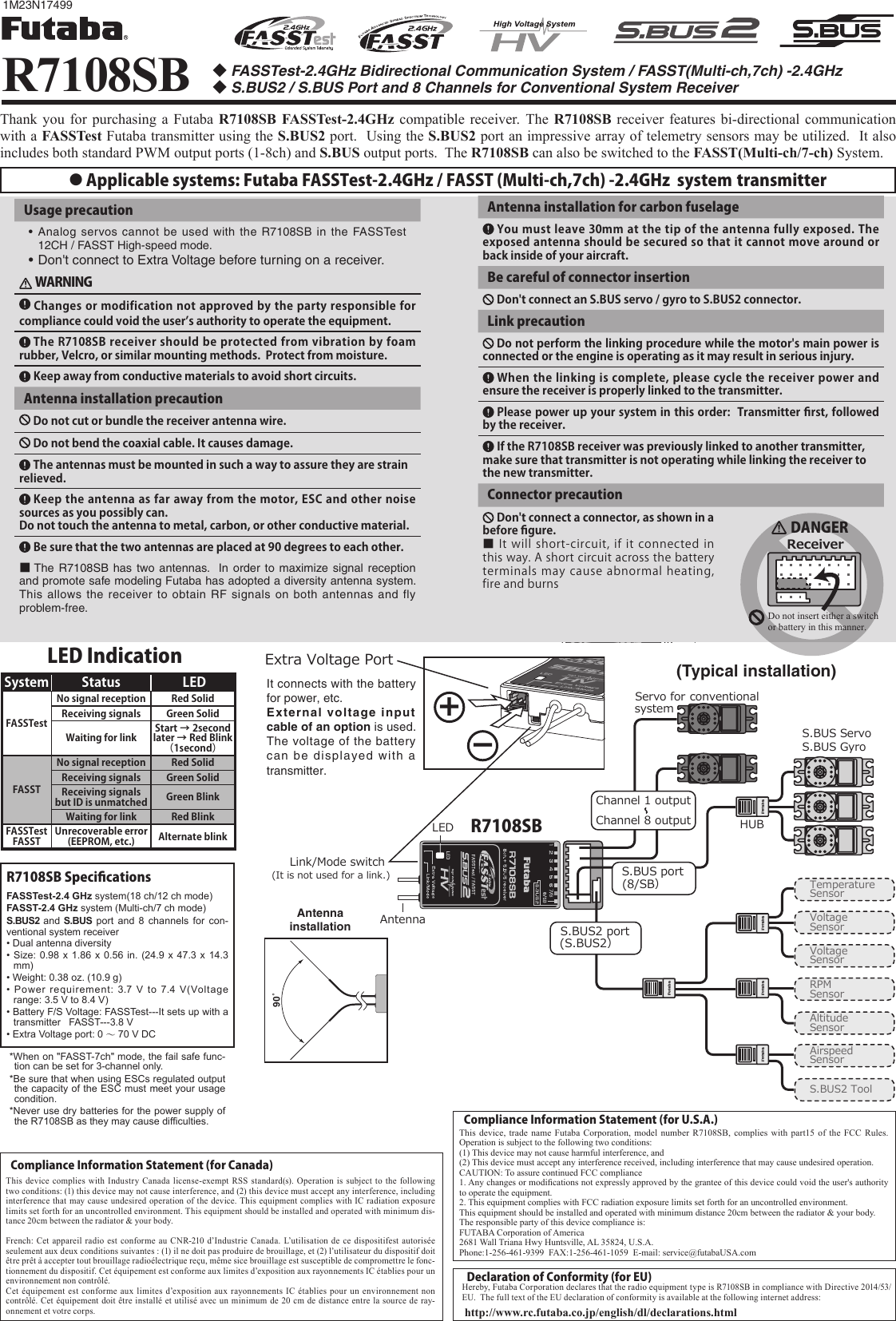 Page 1 of Futaba R7108SB-24G Radio Control User Manual 
