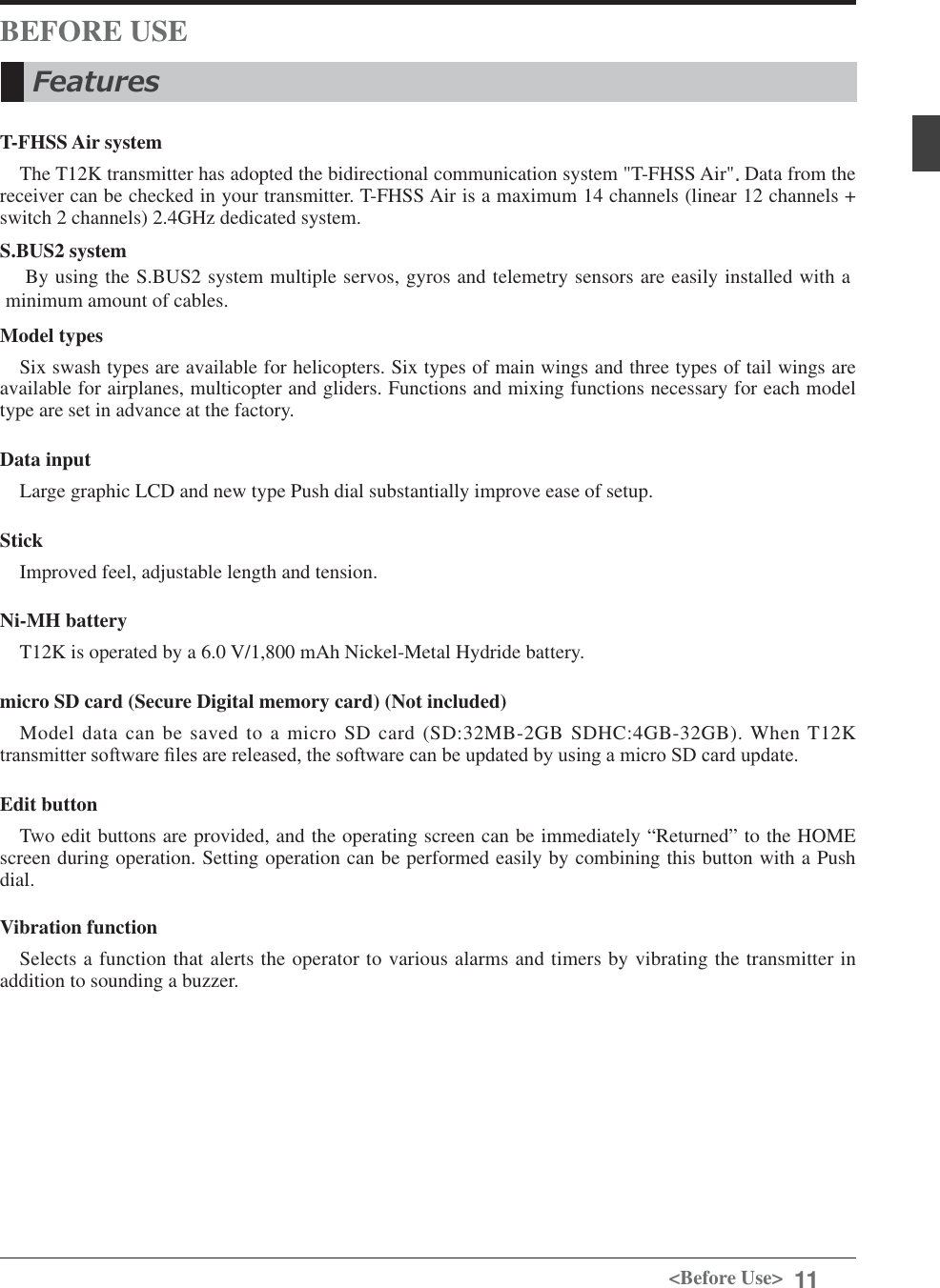 Page 11 of Futaba T12K-24G Radio Control User Manual 