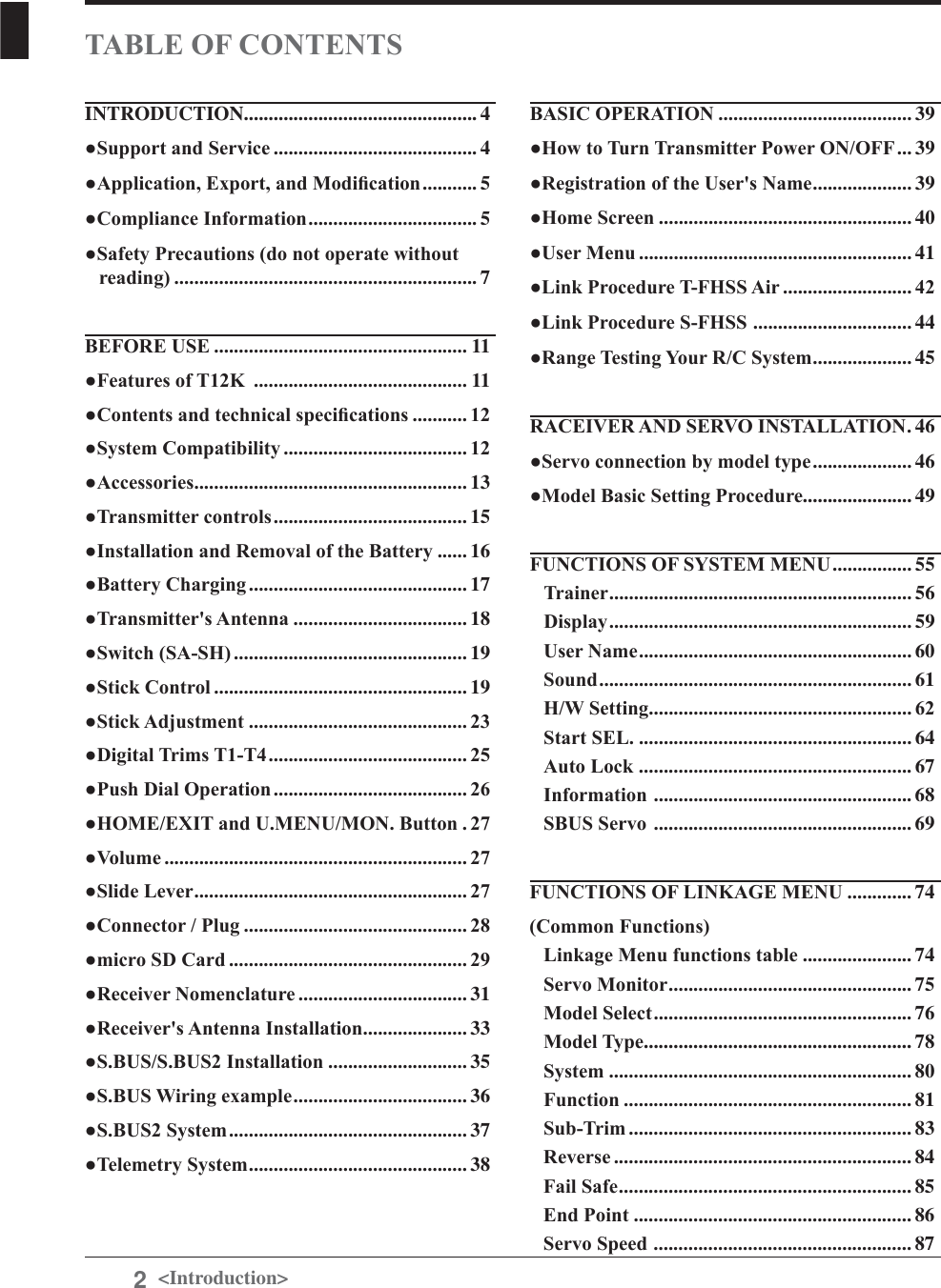 Page 2 of Futaba T12K-24G Radio Control User Manual 