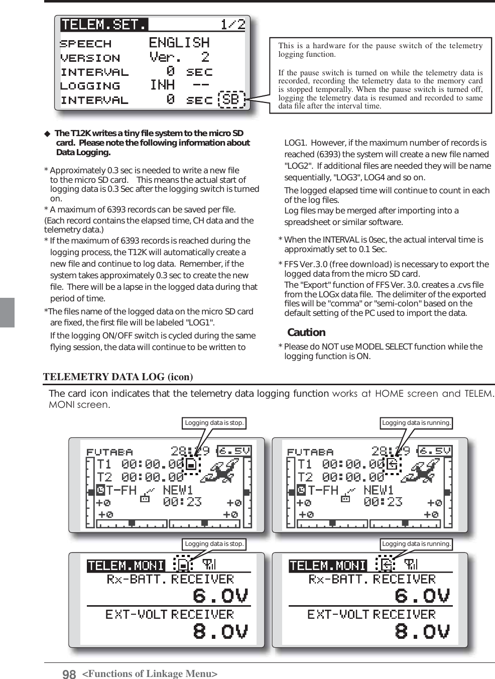 Page 98 of Futaba T12K-24G Radio Control User Manual 