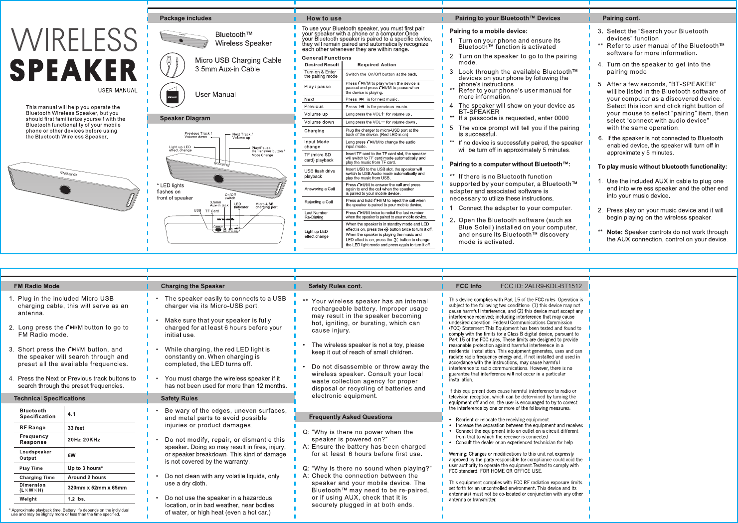 FCC ID: 2ALR9-KDL-BT1512