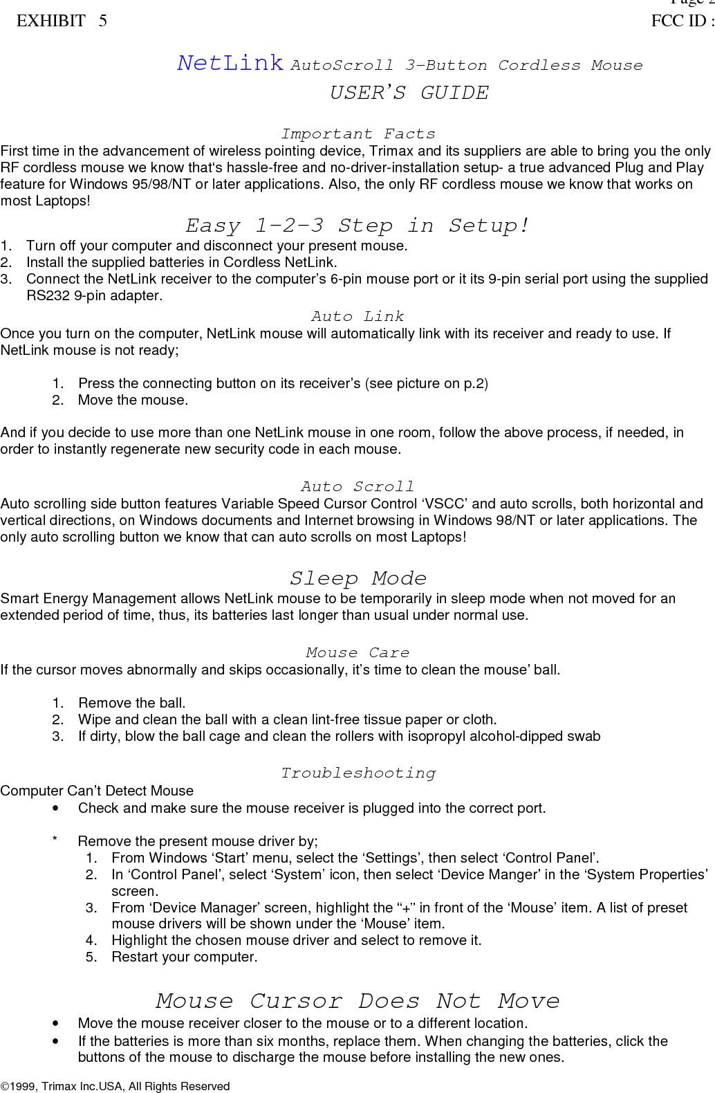 Page 3EXHIBIT   5 FCC ID :