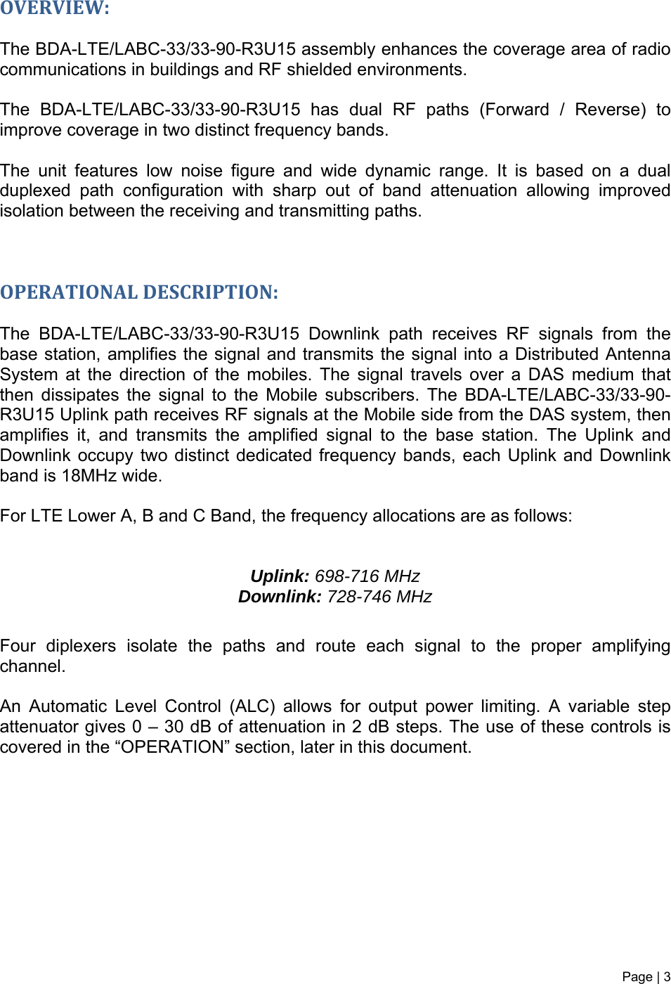 Page 3 of G Way Solutions LABC3390R Bi-Directional Amplifier User Manual 