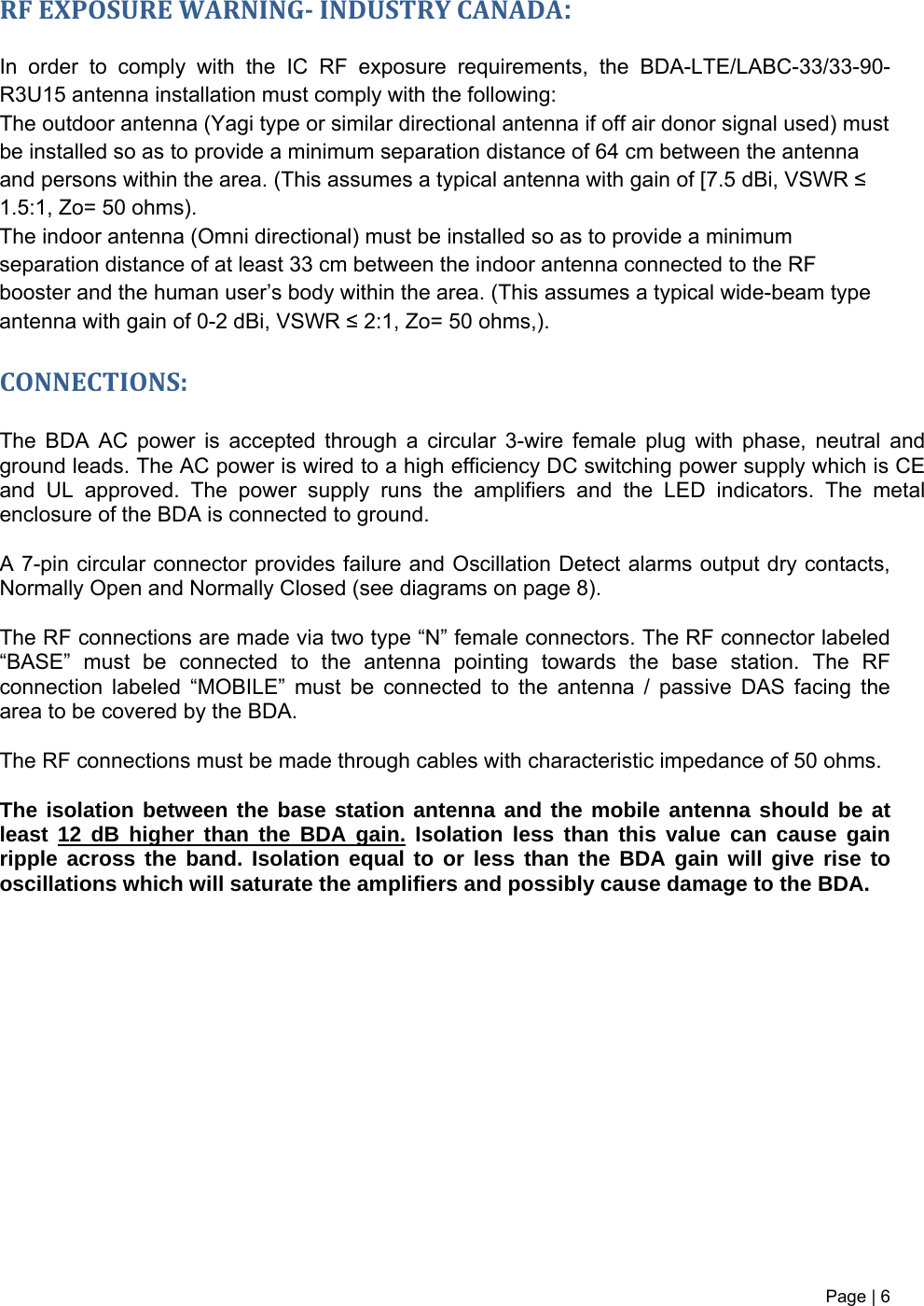 Page 6 of G Way Solutions LABC3390R Bi-Directional Amplifier User Manual 