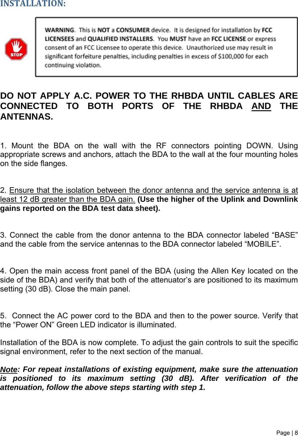 Page 8 of G Way Solutions LABC3390R Bi-Directional Amplifier User Manual 