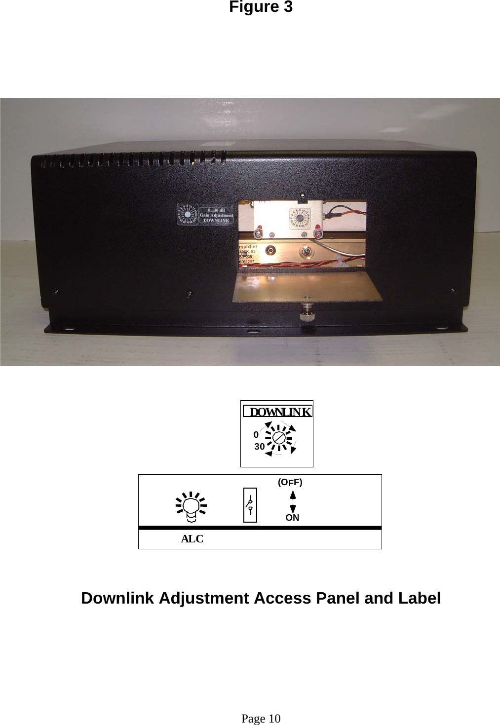 Figure 3                                                          Downlink Adjustment Access Panel and Label       Page 10 030DOWNLINK (OFF)ONALC