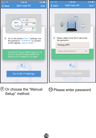 10 9 Or choose the “Manual Setup” method.Please enter password10