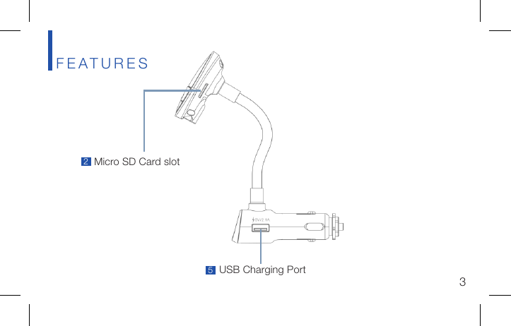 Micro SD Card slotFEATURESUSB Charging Port253