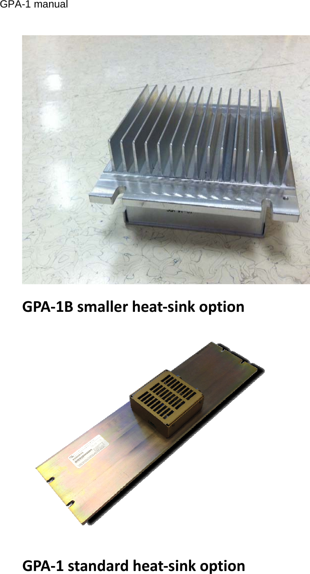 GPA-1 manual GPA‐1Bsmallerheat‐sinkoptionGPA‐1standardheat‐sinkoption