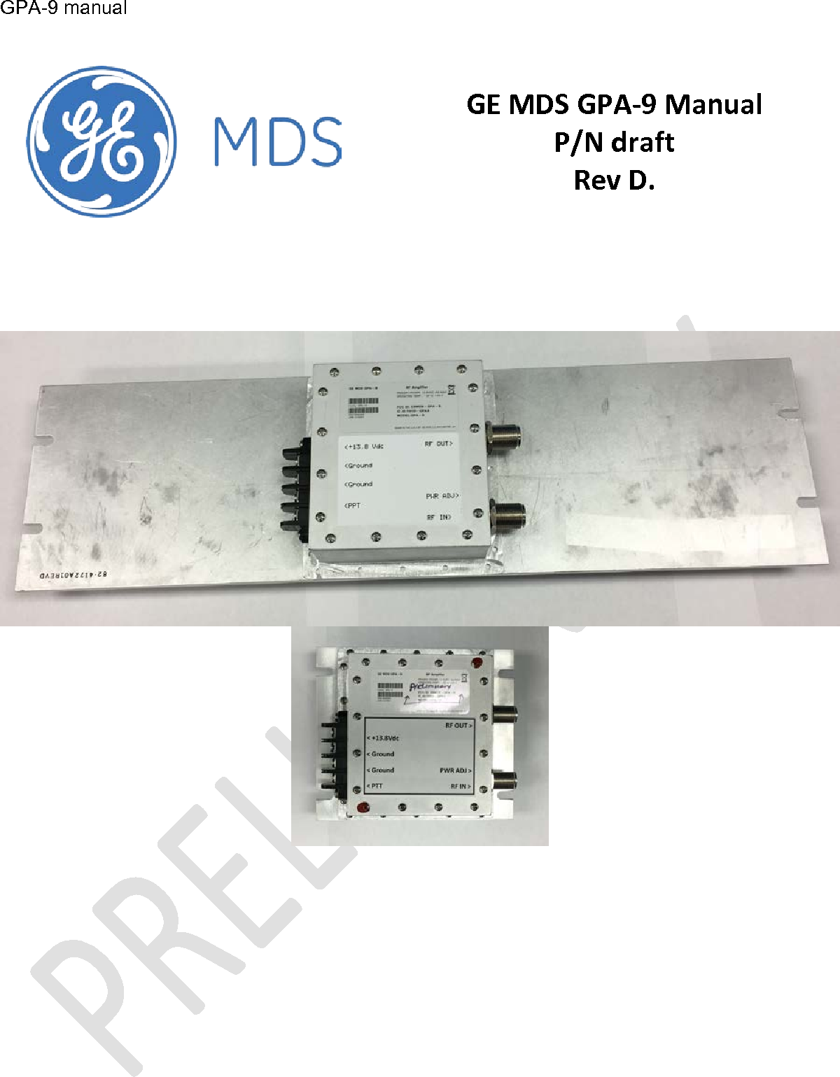 GPA-9 manual  GE MDS GPA-9 Manual P/N draft Rev D.     