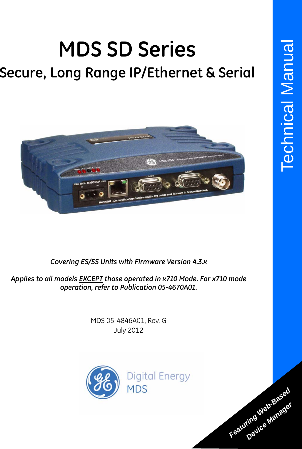 Page 1 of GE MDS DS-SD9-1 Wireless Data Transceiver User Manual 4846G SD Ref Pkt Trans Body