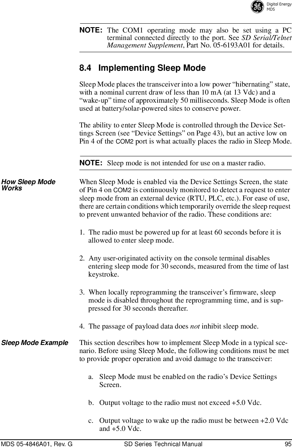 Page 103 of GE MDS DS-SD9-1 Wireless Data Transceiver User Manual 4846G SD Ref Pkt Trans Body