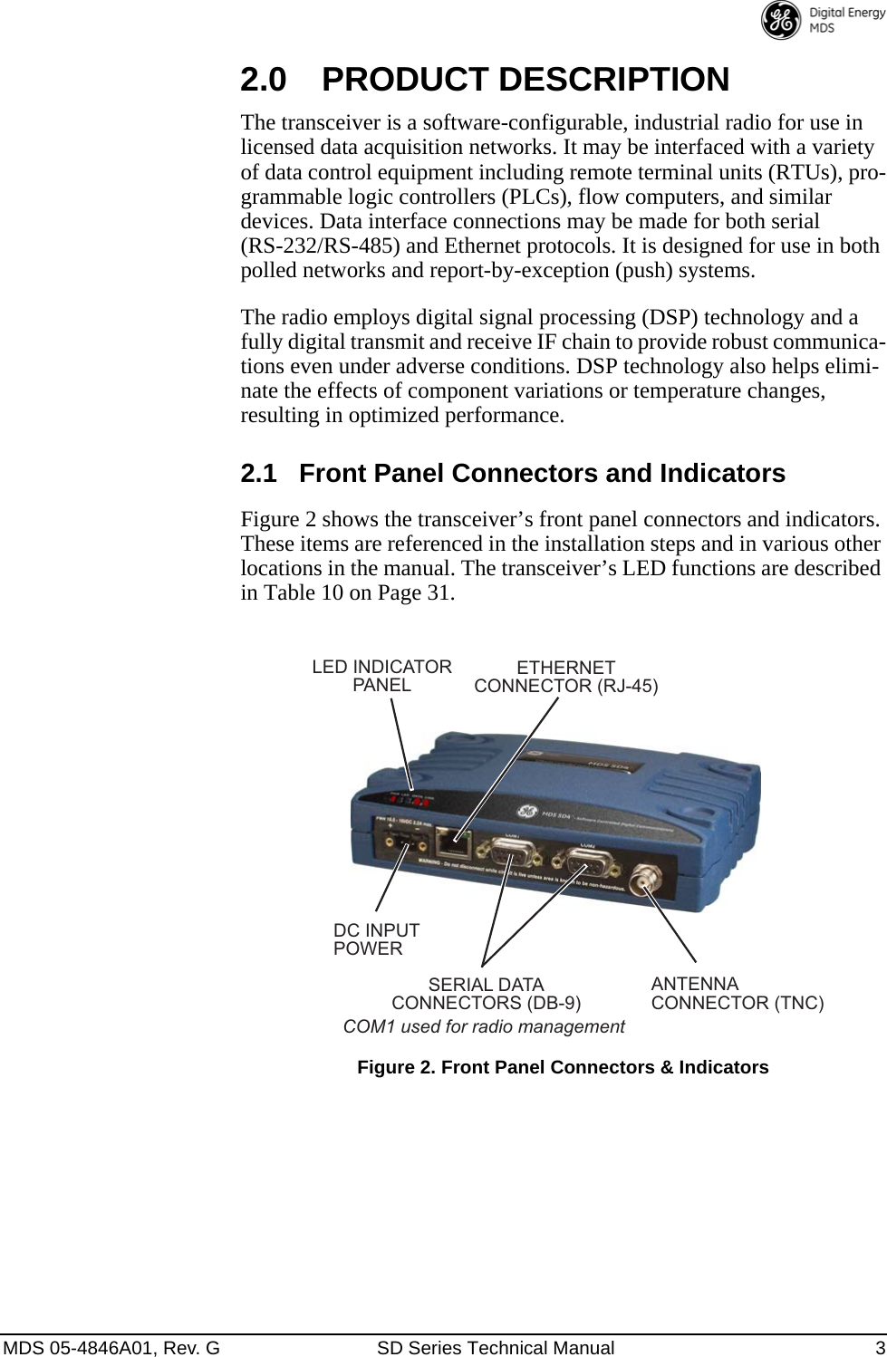 Page 11 of GE MDS DS-SD9-1 Wireless Data Transceiver User Manual 4846G SD Ref Pkt Trans Body