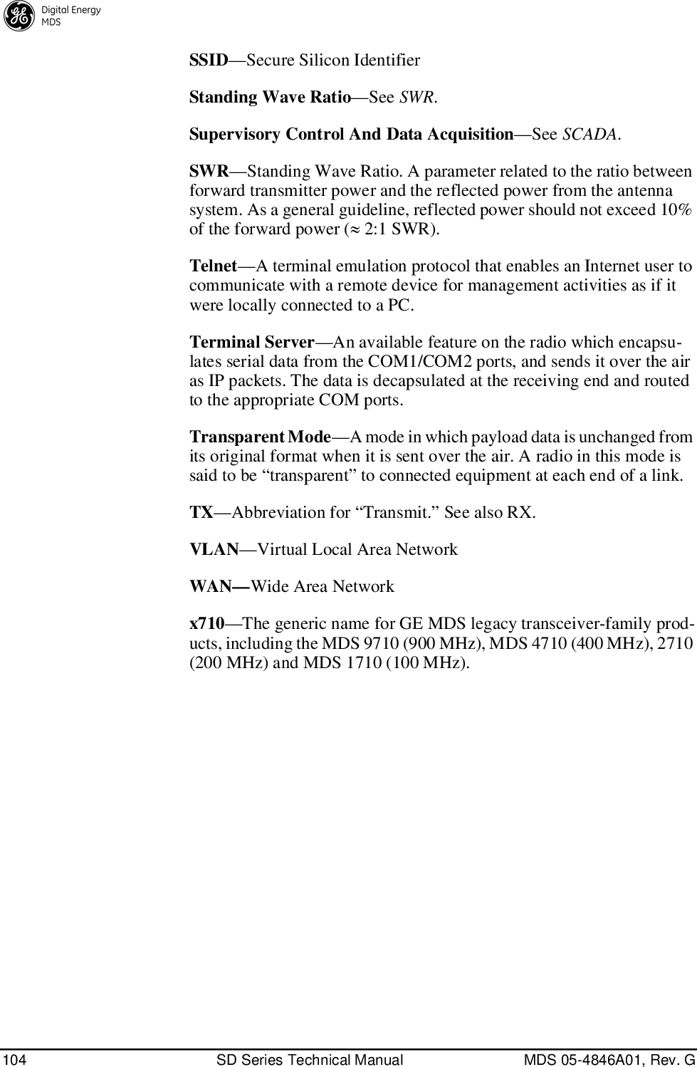 Page 112 of GE MDS DS-SD9-1 Wireless Data Transceiver User Manual 4846G SD Ref Pkt Trans Body