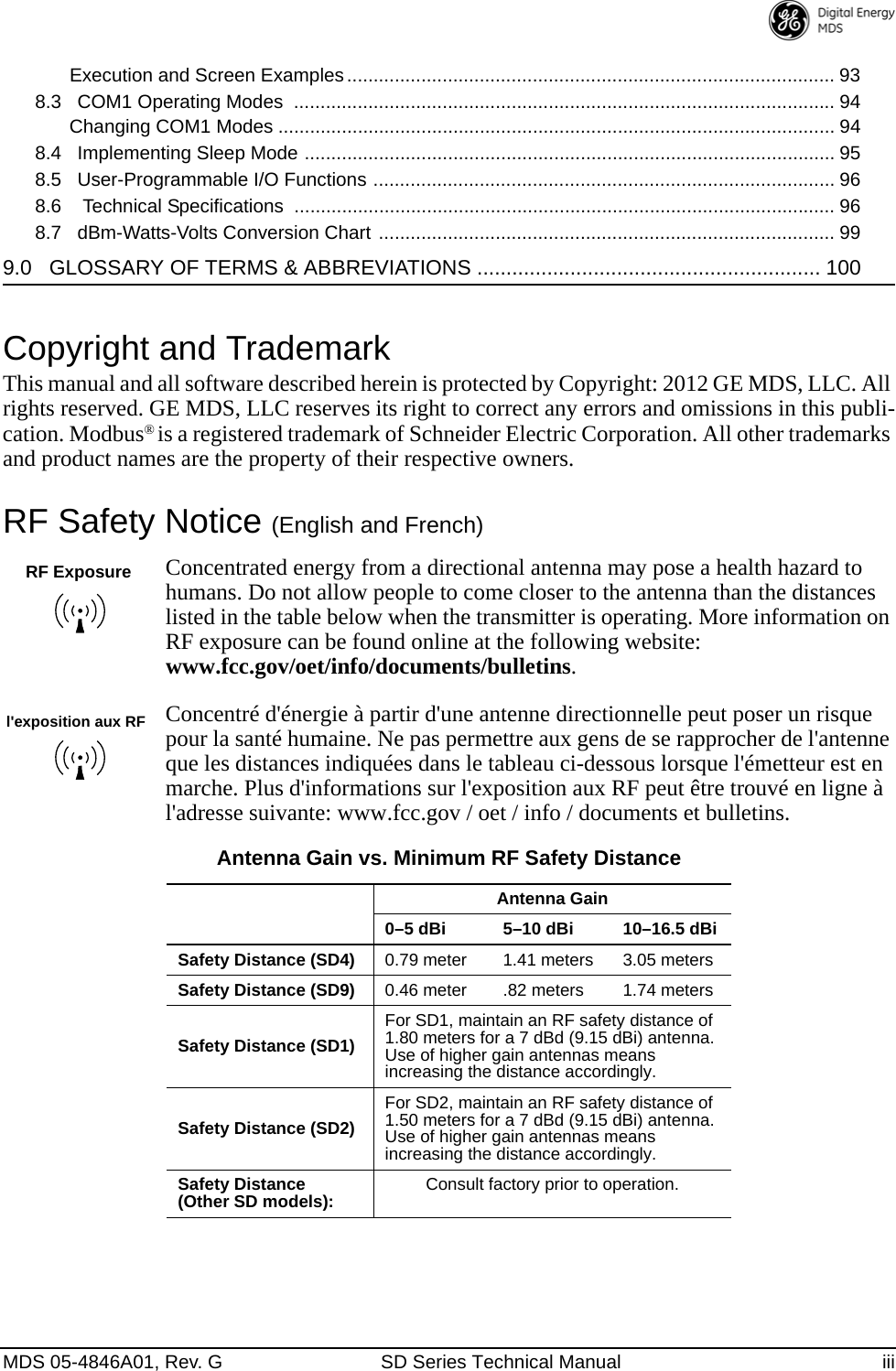 Page 5 of GE MDS DS-SD9-1 Wireless Data Transceiver User Manual 4846G SD Ref Pkt Trans Body