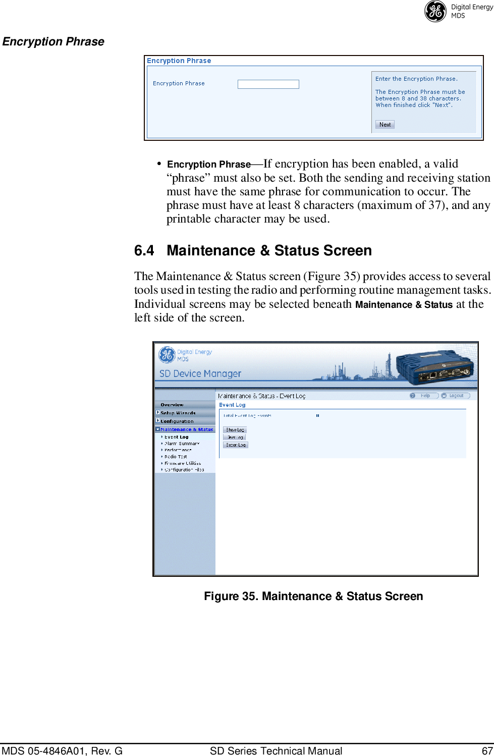 Page 75 of GE MDS DS-SD9-1 Wireless Data Transceiver User Manual 4846G SD Ref Pkt Trans Body