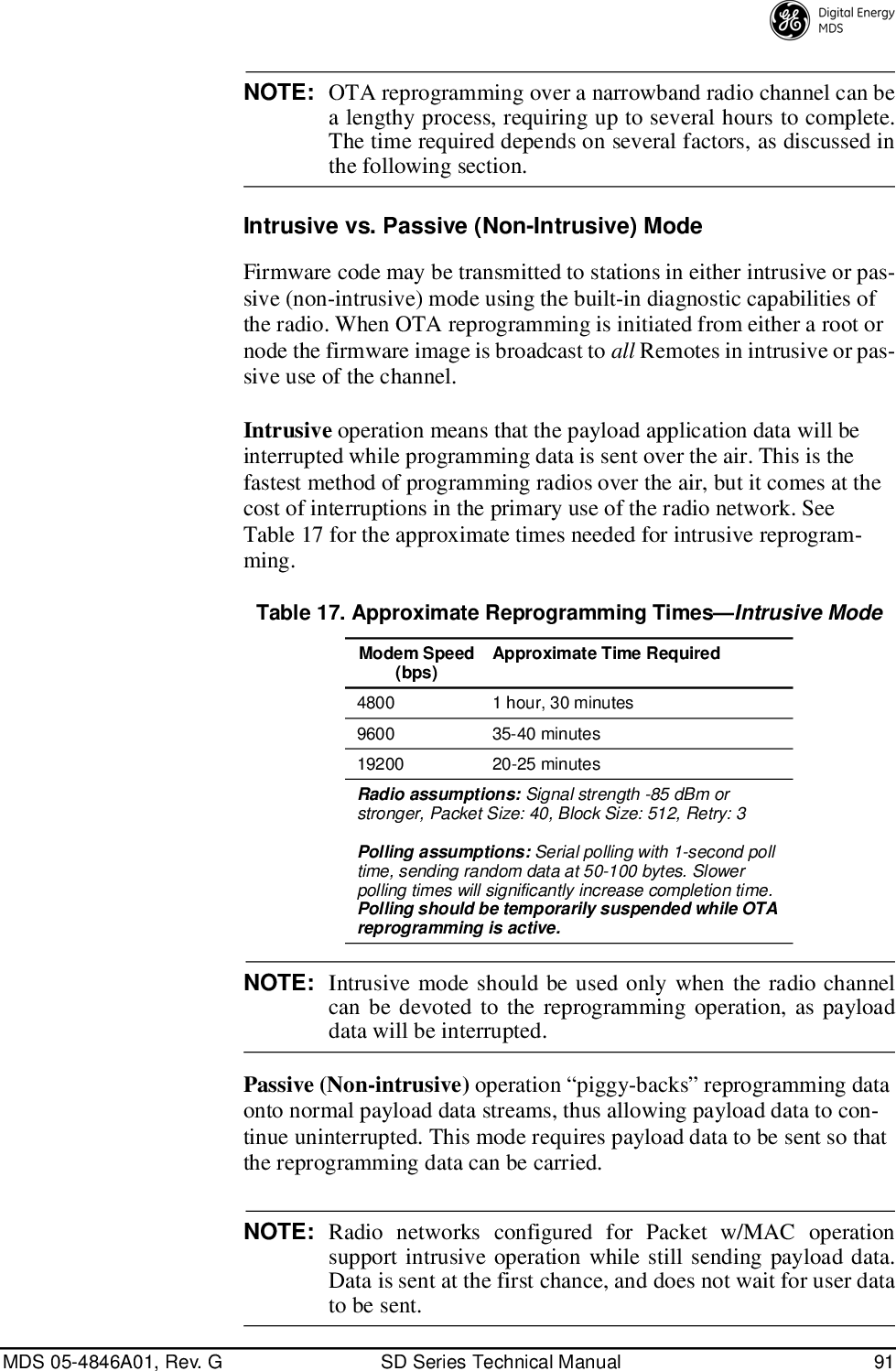 Page 99 of GE MDS DS-SD9-1 Wireless Data Transceiver User Manual 4846G SD Ref Pkt Trans Body