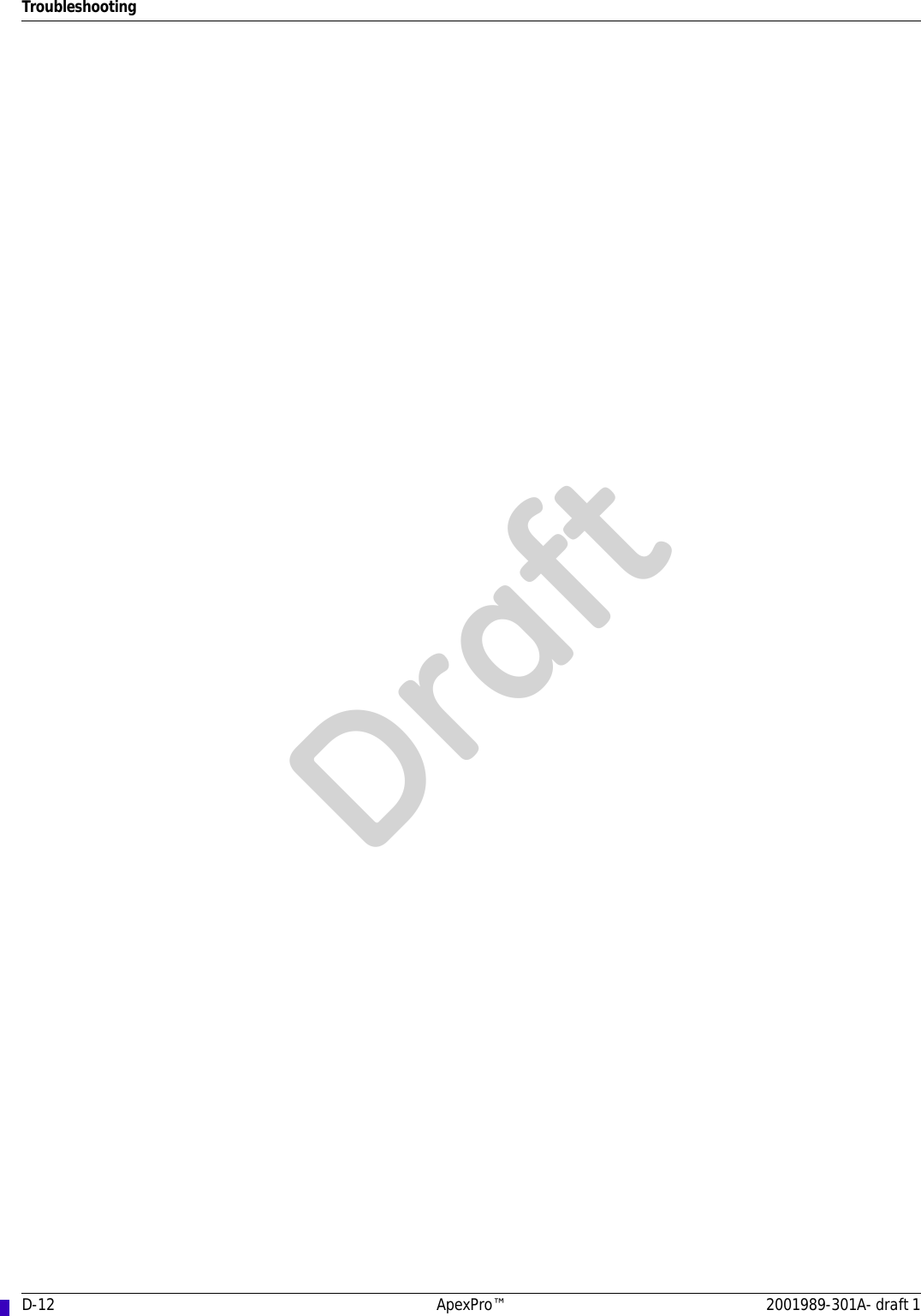 D-12 ApexPro™ 2001989-301A- draft 1TroubleshootingDraft