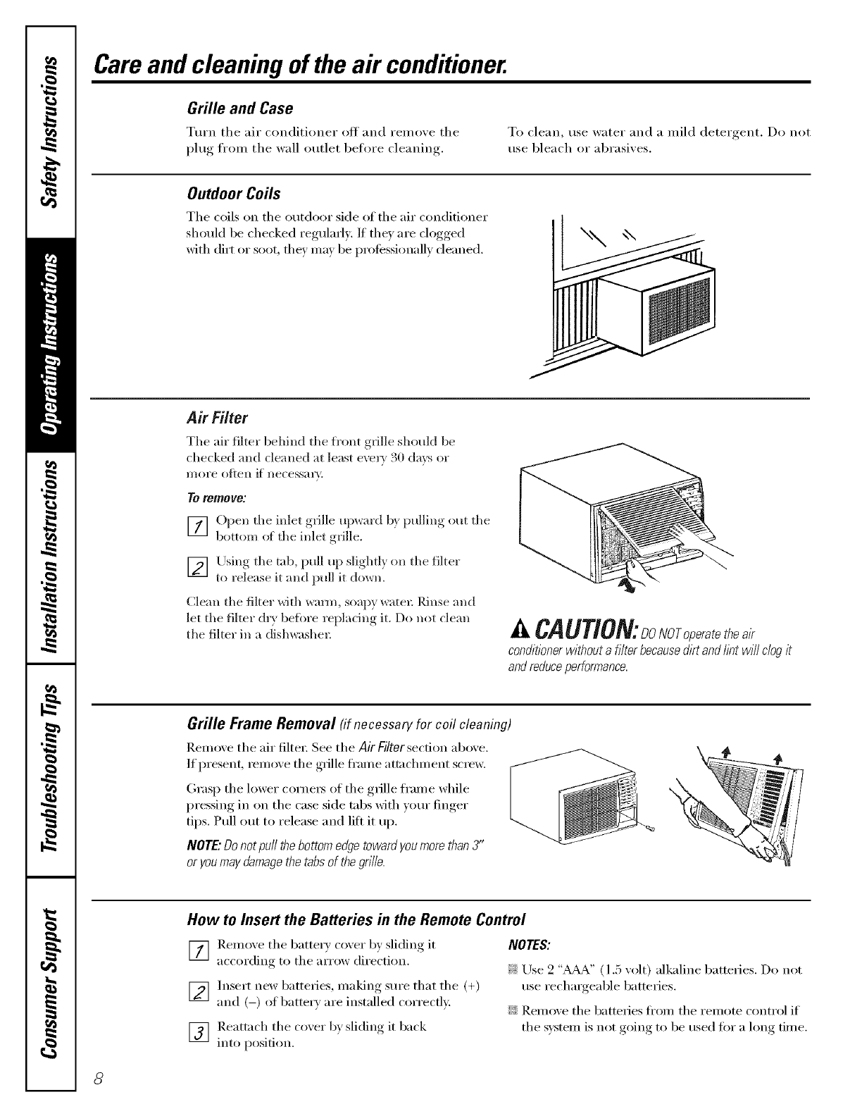 GE AEM18DKG1 User Manual ROOM A/C Manuals And Guides LR707422