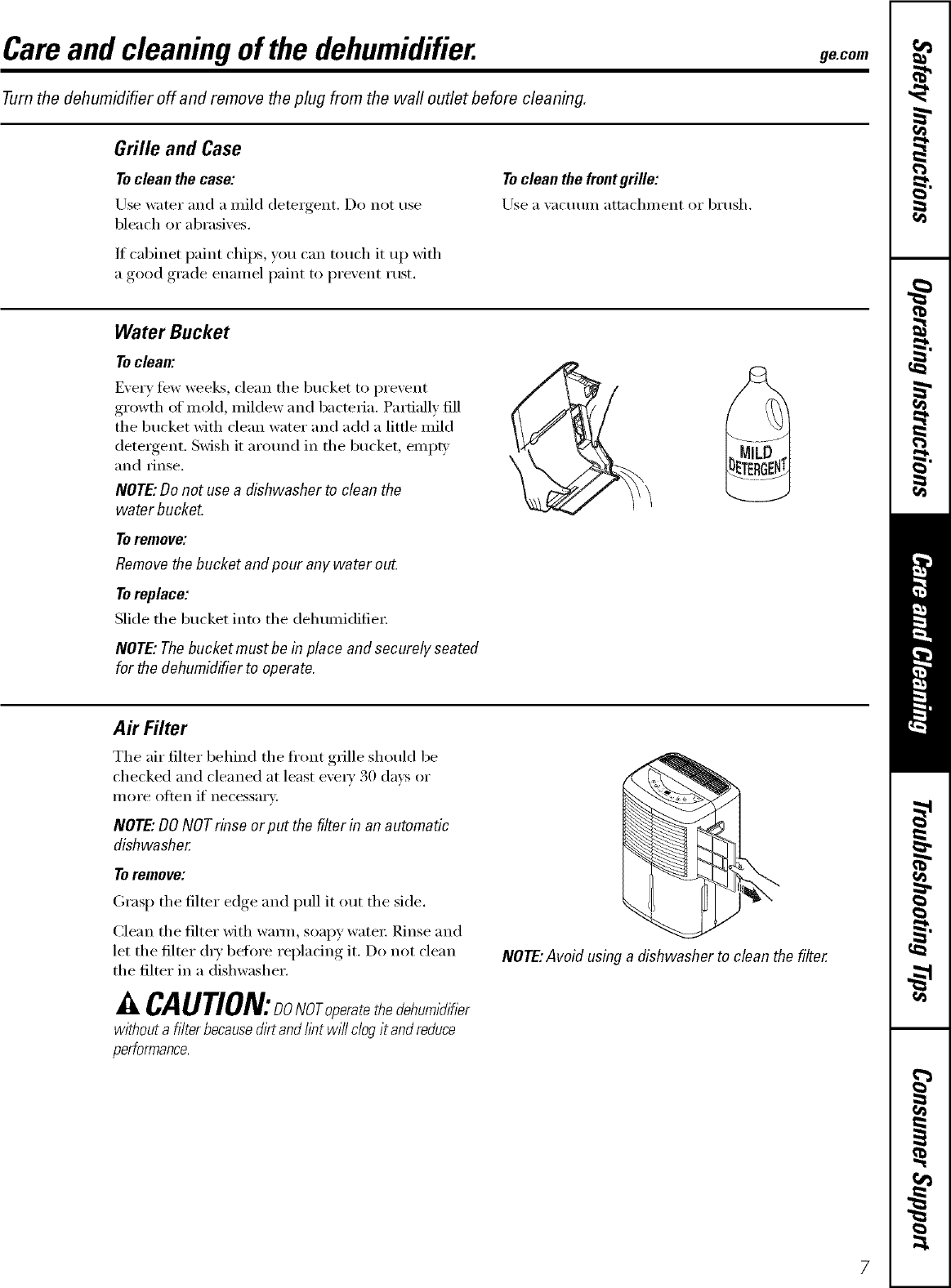 Page 7 of 12 - GE AHK30LKG1 User Manual  DEHUMIDIFIER - Manuals And Guides LR707501