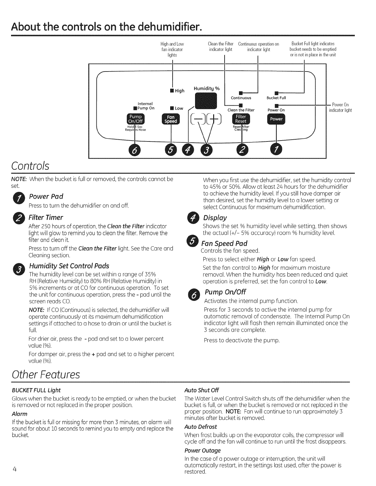 Ge Dehumidifier Operating Instructions