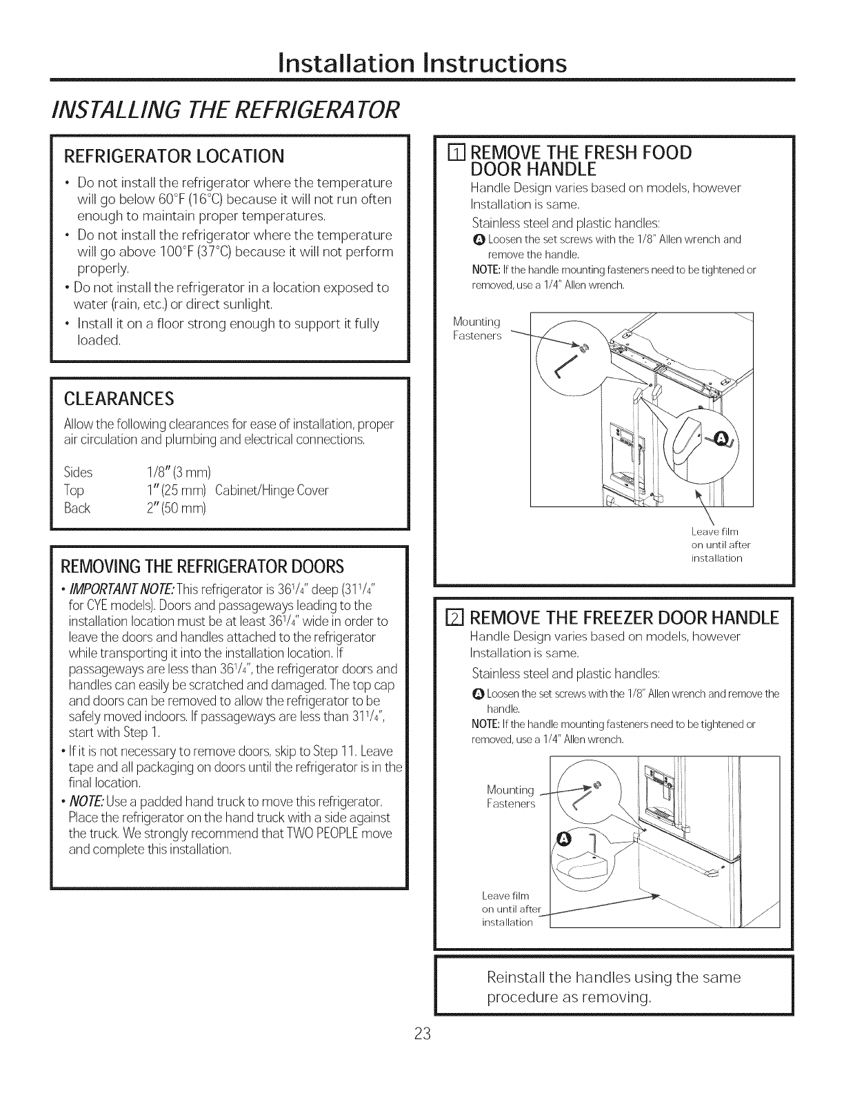 GE CFE28TSHCSS User Manual BOTTOM MOUNT REFRIGERATOR Manuals And Guides ...