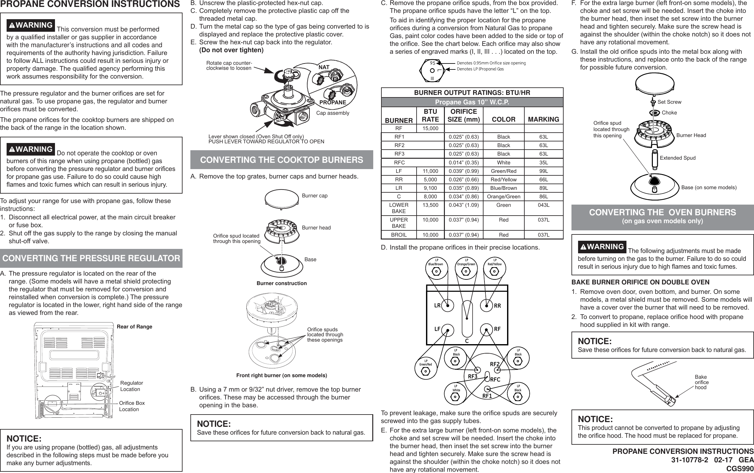 Page 1 of 2 - GE CGS986SEL1SS User Manual  GAS RANGE - Manuals And Guides 1706054L