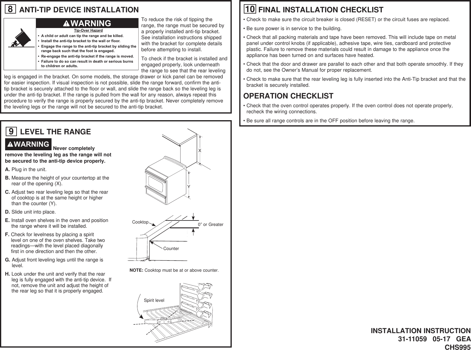 Page 4 of 8 - GE CHS995SEL1SS User Manual  ELECTRIC RANGE - Manuals And Guides 1711192L