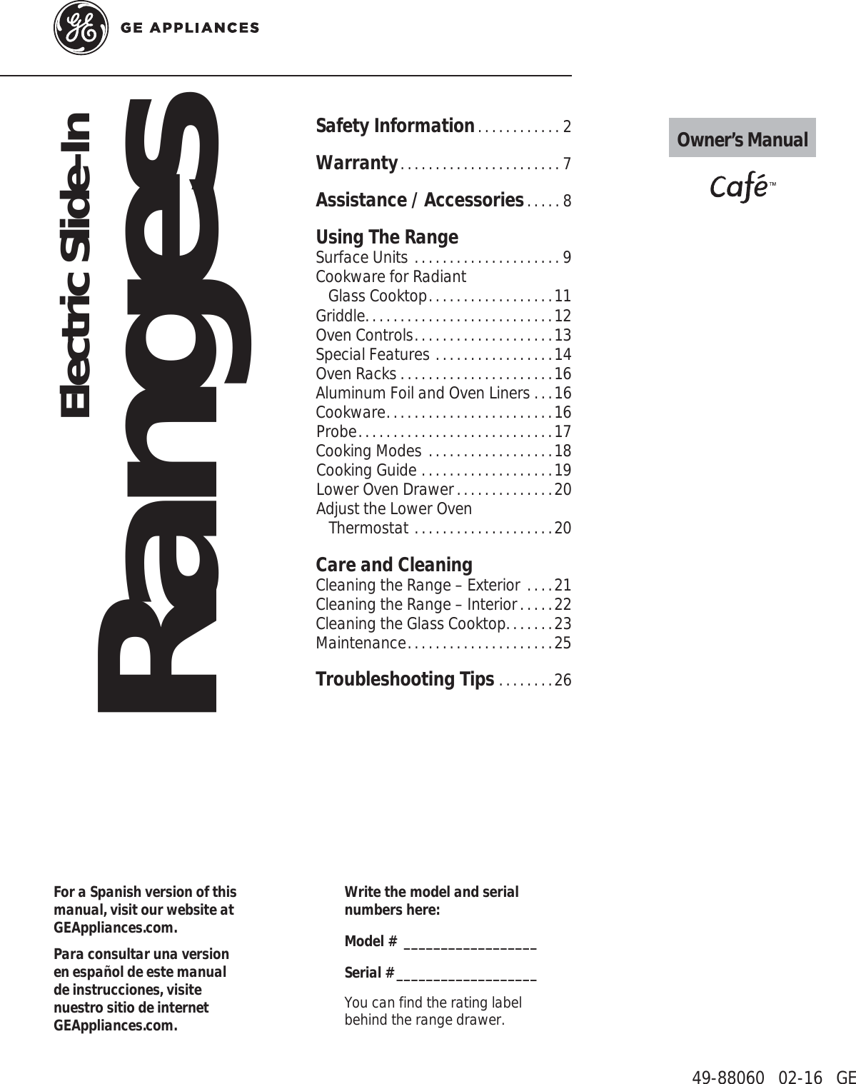 GE CS980ST7SS User Manual ELECTRIC RANGE Manuals And Guides 1705119L