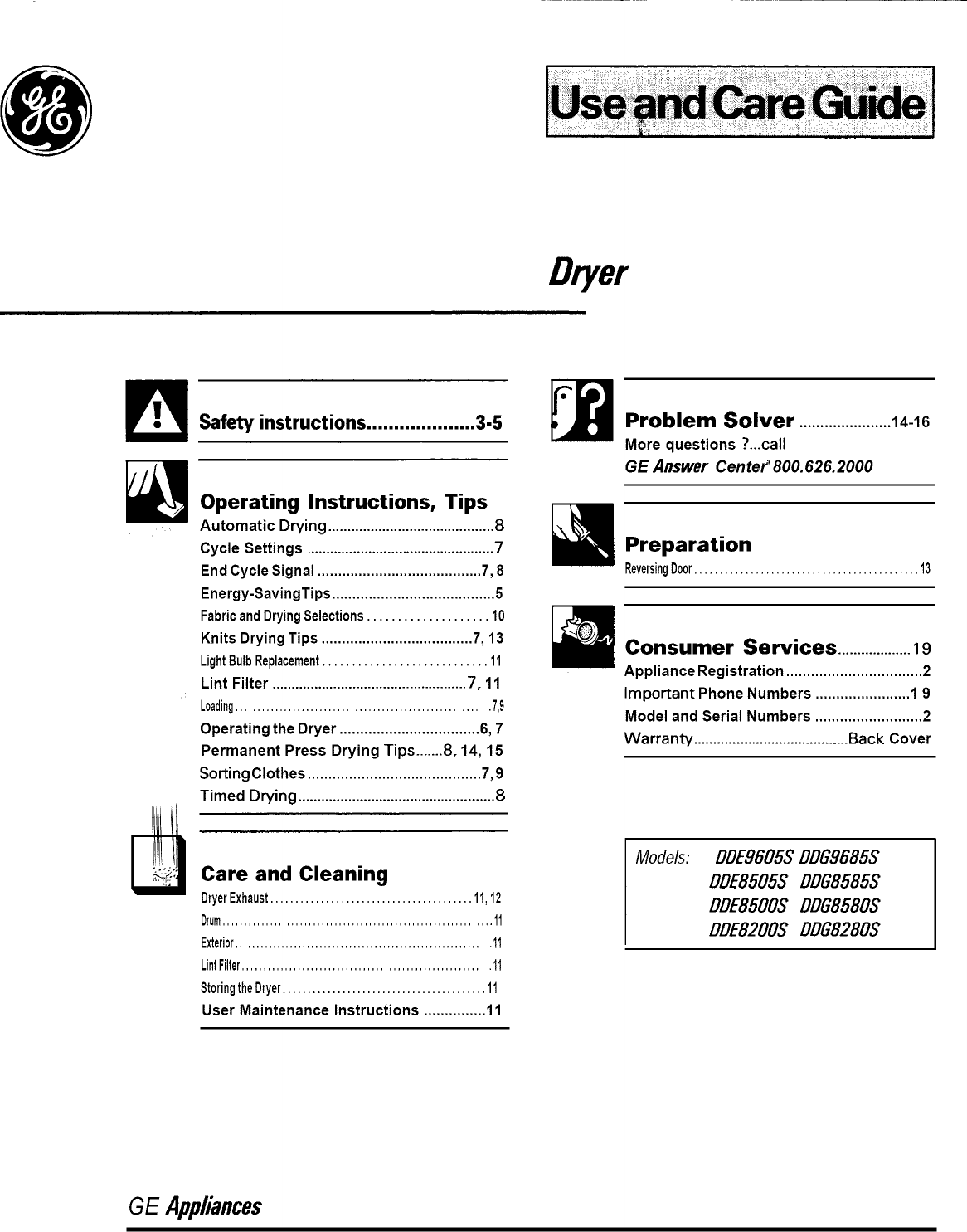 GE DDG8280SBMAA User Manual DRYER, LG CAP GAS Manuals And Guides 1404233L