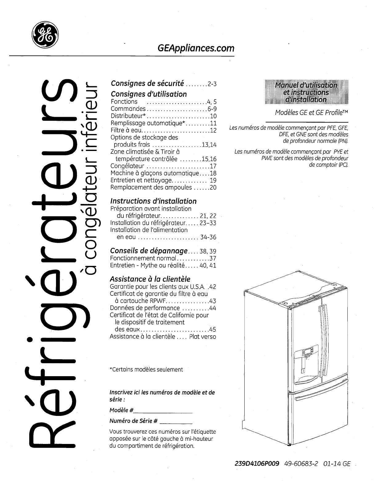 Ge Dfe29jgdbww User Manual Bottom Mount Refrigerator Manuals And Guides l