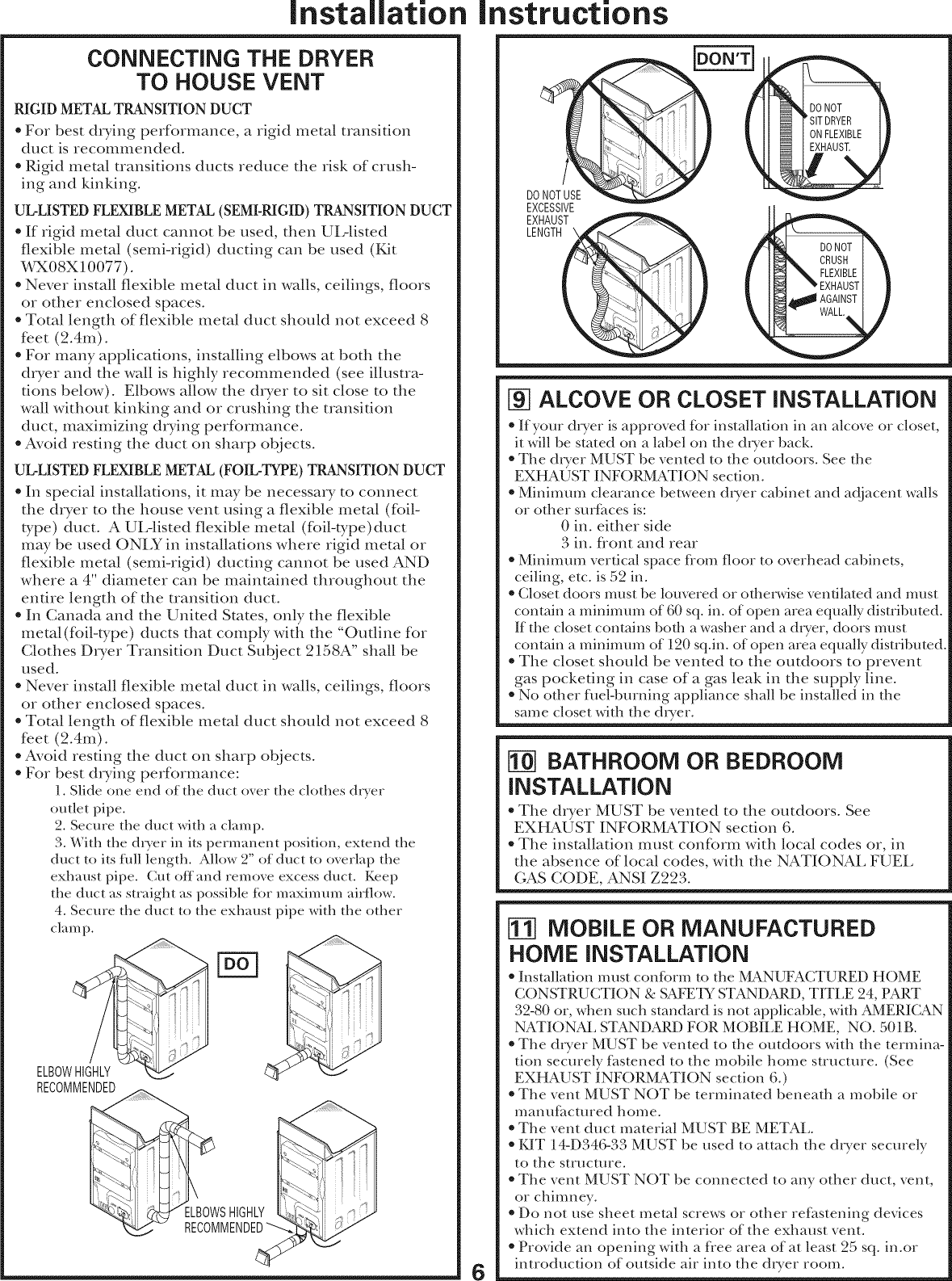 Page 6 of 8 - GE DLSR483GG7WW User Manual  GAS DRYER - Manuals And Guides L0912089
