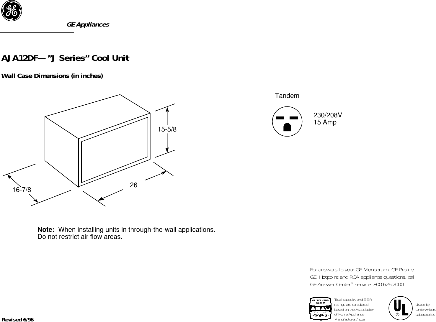 Page 1 of 3 - GE  Quick Specs 961660079