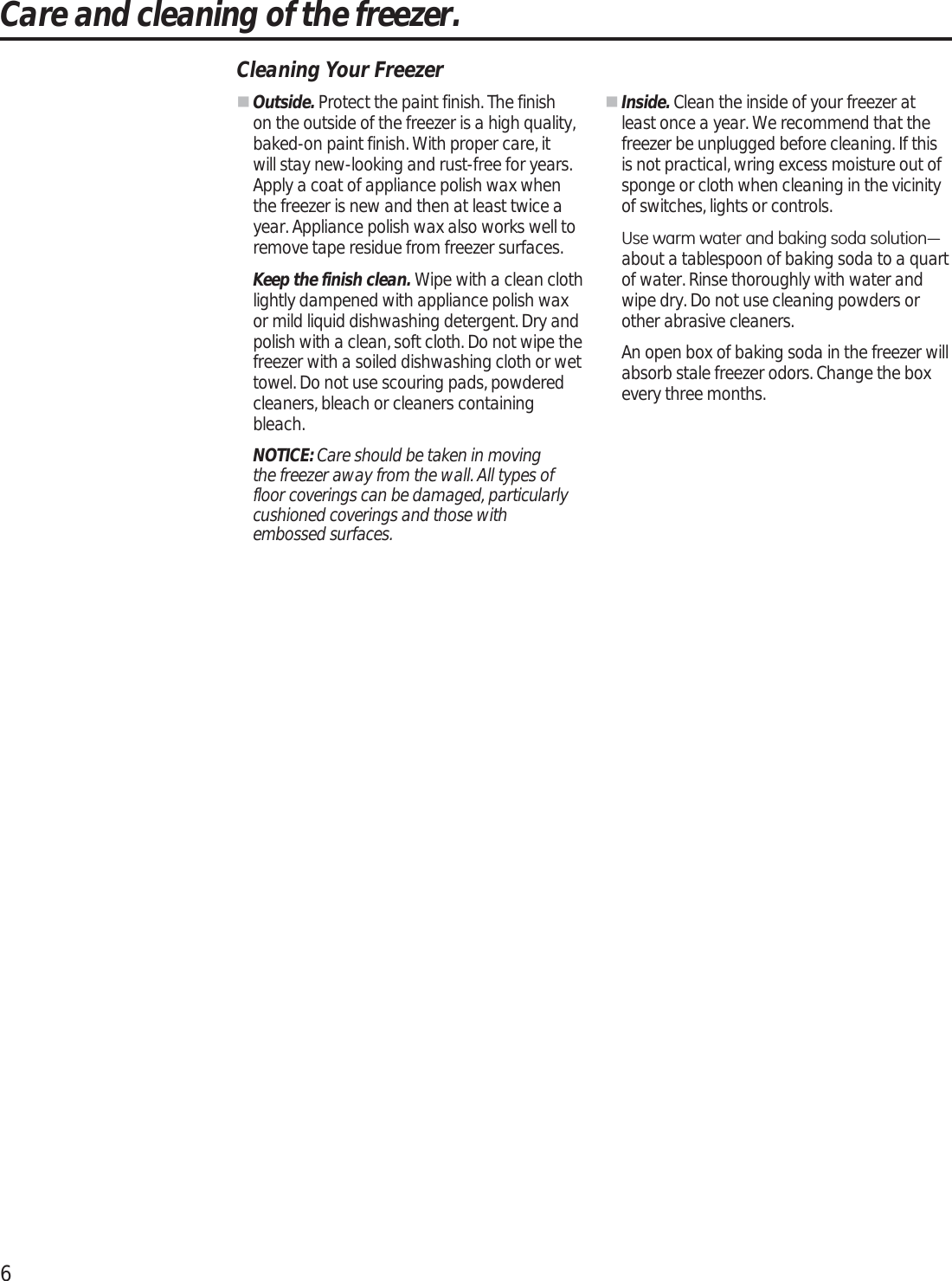 Page 6 of 12 - GE FCM5SKAWW User Manual  FREEZER - Manuals And Guides 1704009L