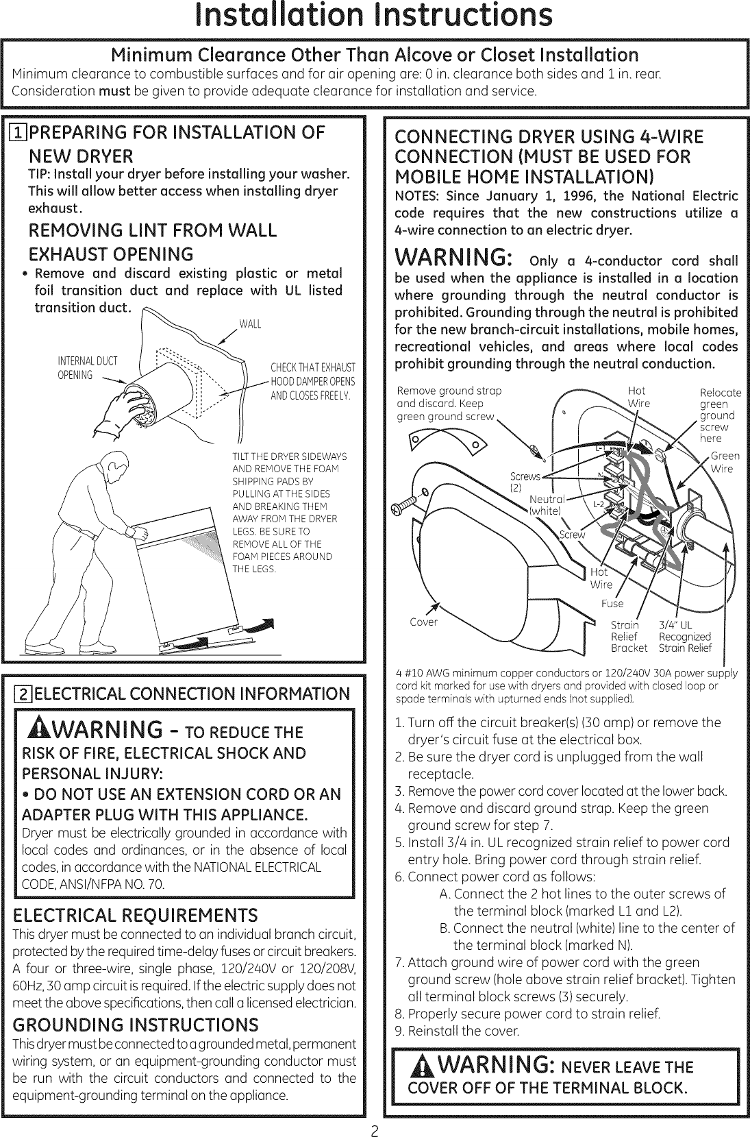Page 2 of 8 - GE GHDP490EF3WW User Manual DRYER - Manuals And Guides 1406043L