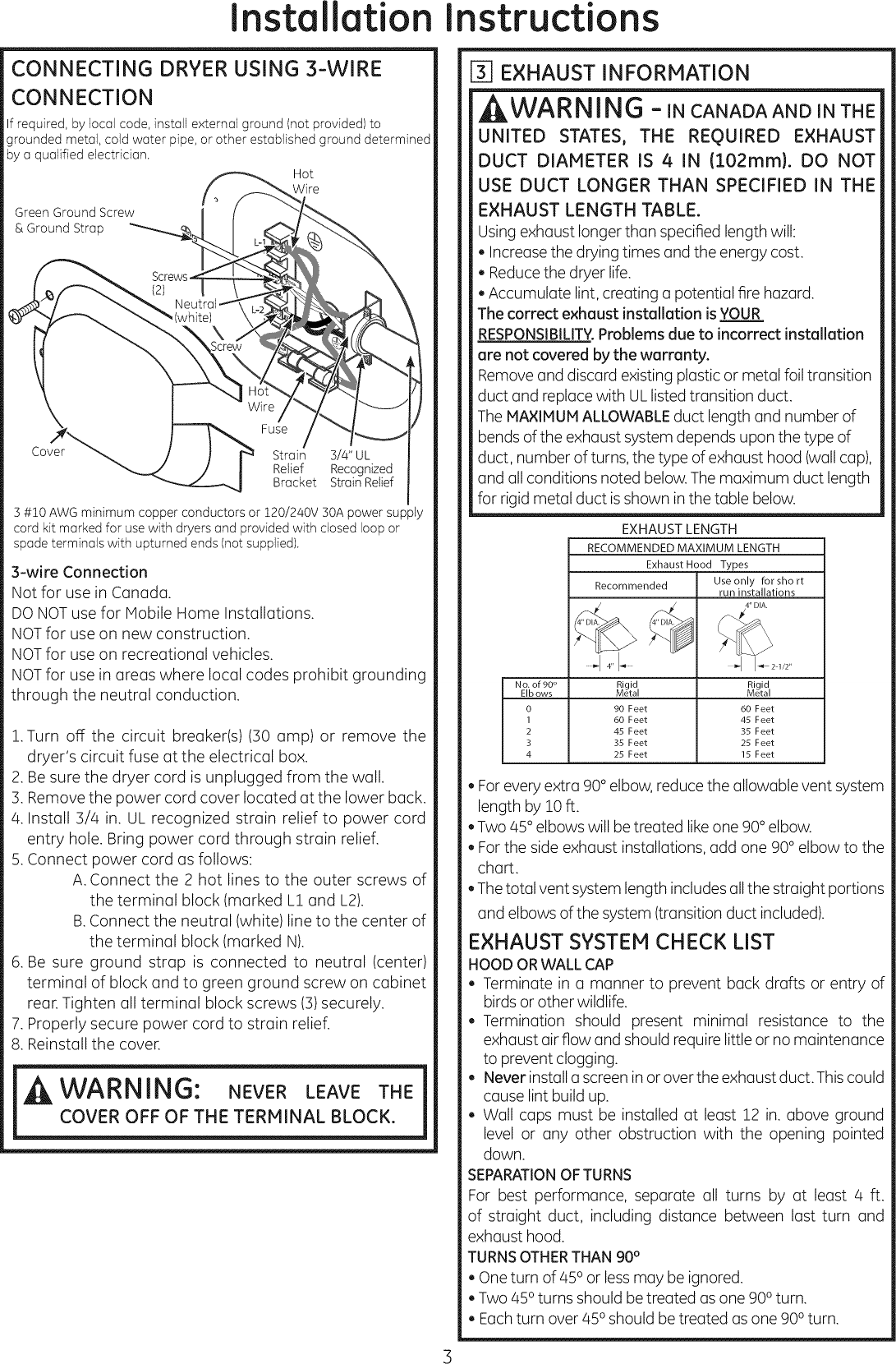 Page 3 of 8 - GE GHDP490EF3WW User Manual DRYER - Manuals And Guides 1406043L