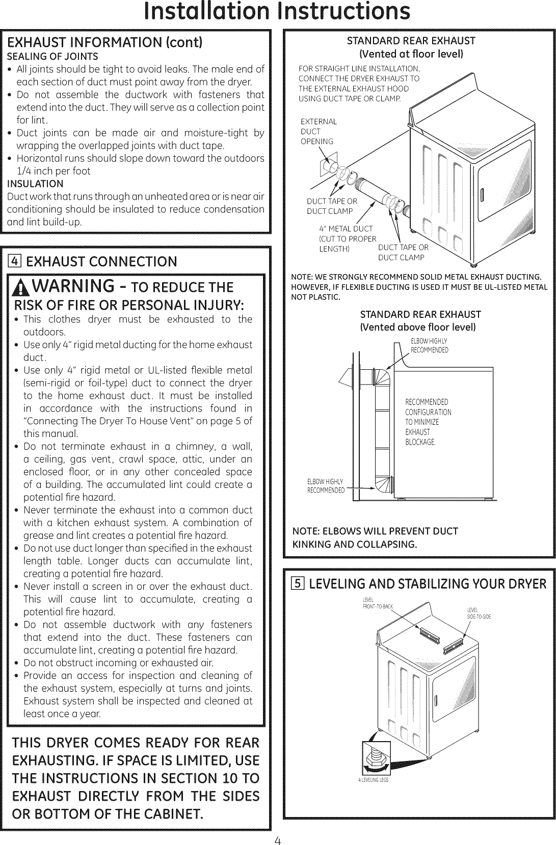 Page 4 of 8 - GE GHDP490EF3WW User Manual DRYER - Manuals And Guides 1406043L