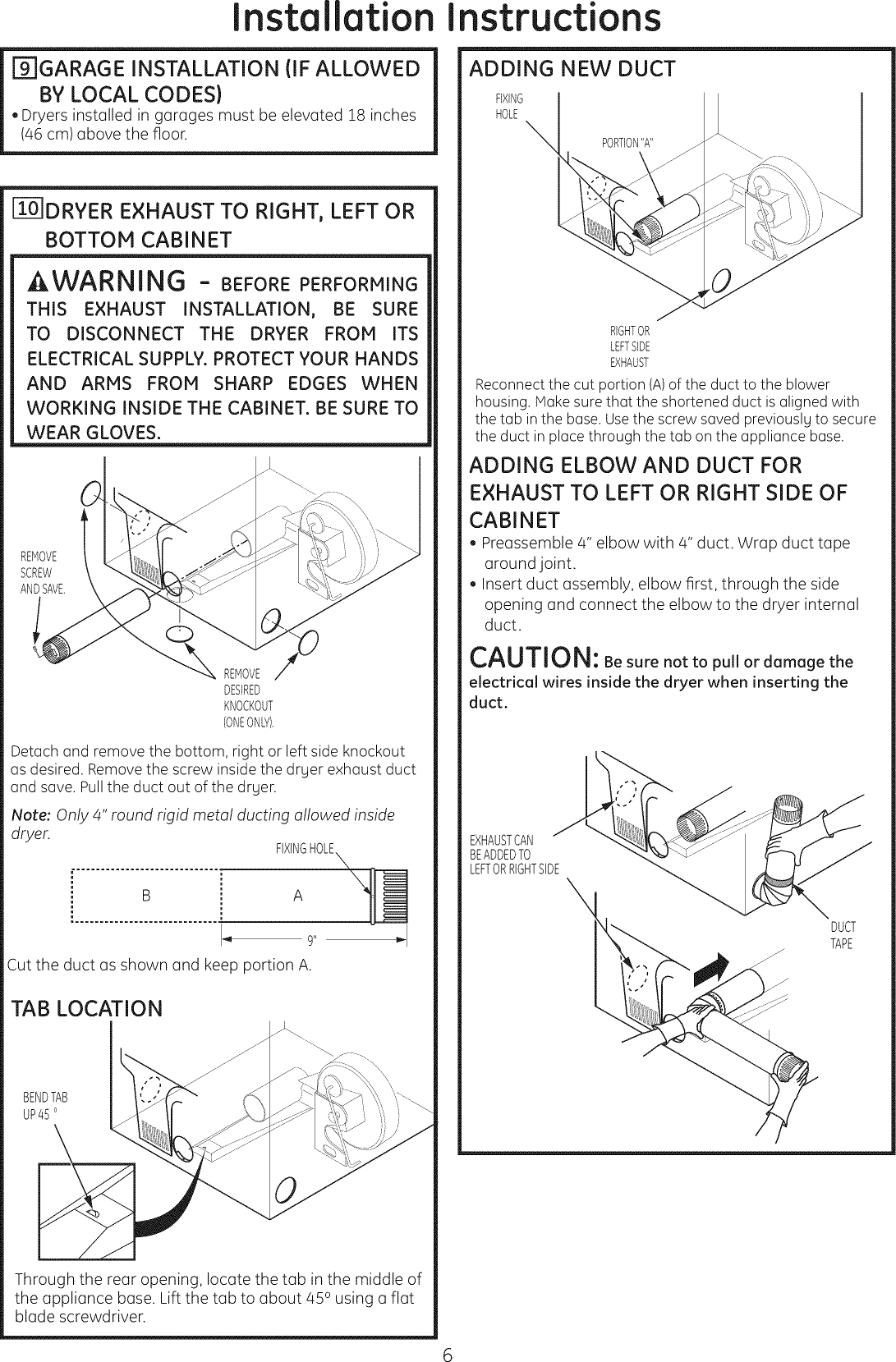 Page 6 of 8 - GE GHDP490EF3WW User Manual DRYER - Manuals And Guides 1406043L