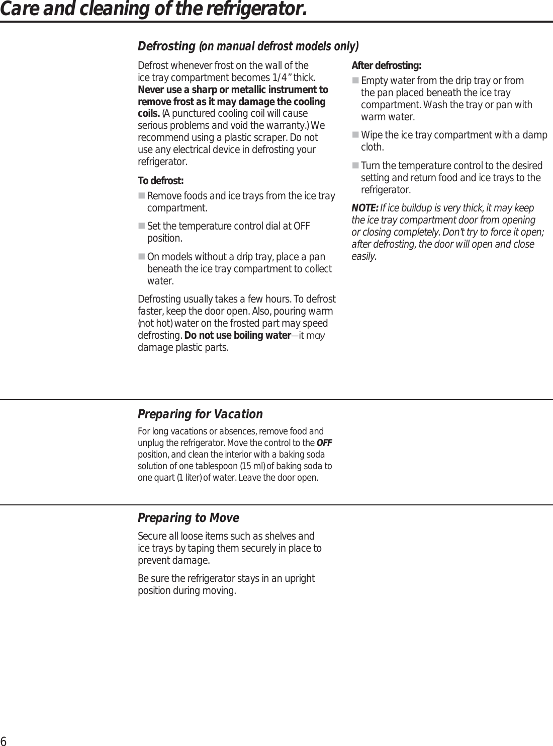 Page 6 of 12 - GE GME04GGKBBB User Manual  COMPACT REFRIGERATOR - Manuals And Guides 1703429L