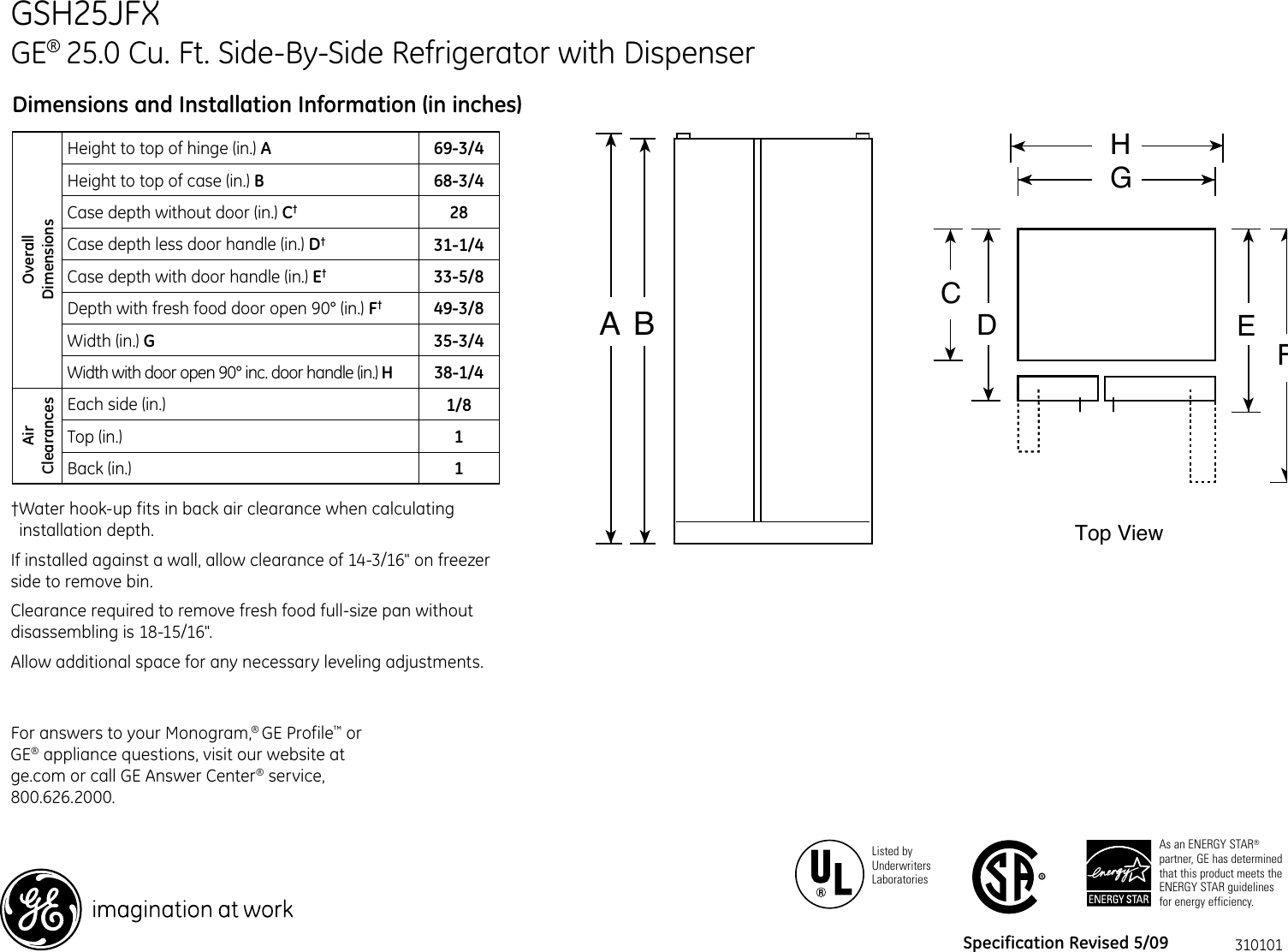 Page 1 of 2 - GE GSH25JFXBB User Manual  To The B081c97e-cd05-4745-8666-fd056a1204a0