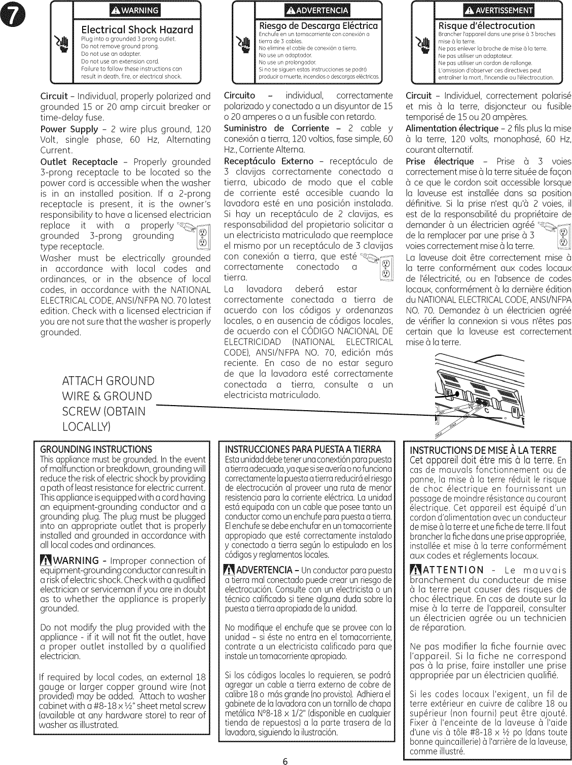 Page 6 of 8 - GE GTW810SPJ1MC User Manual  WASHER - Manuals And Guides 1506036L