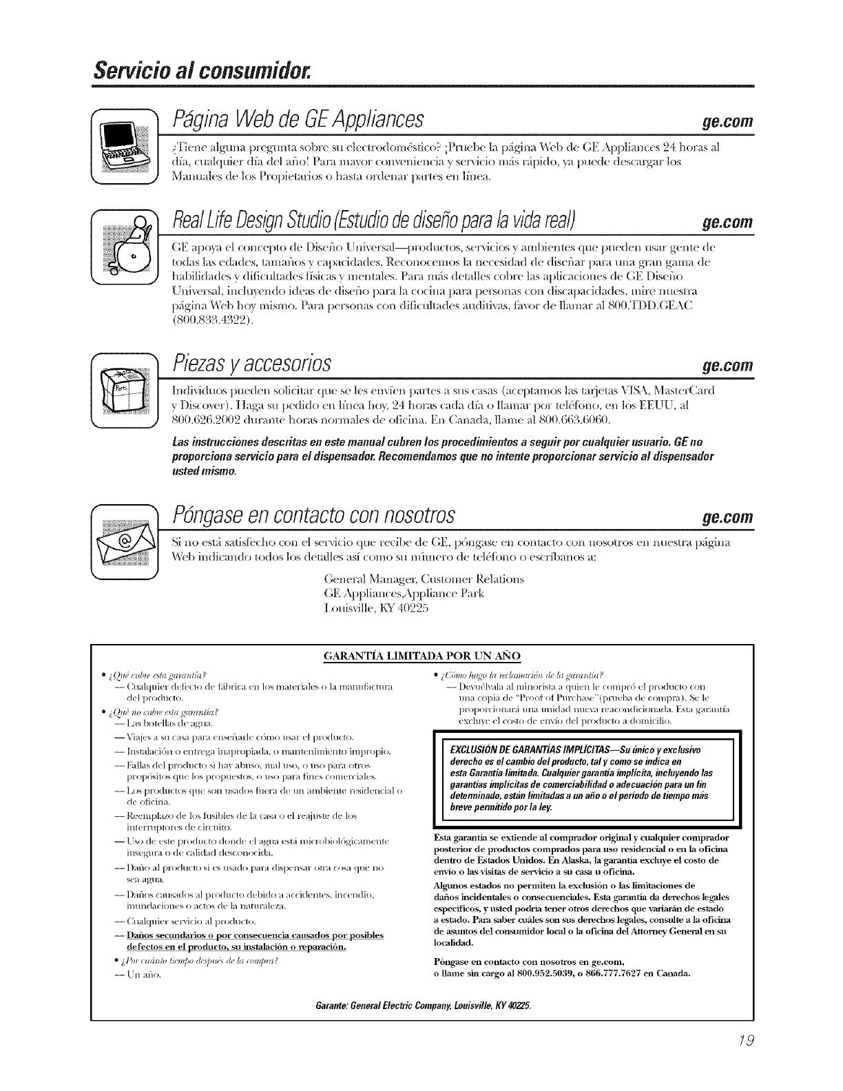 GE GXCF03E User Manual WATER DISPENSER Manuals And Guides LR707374
