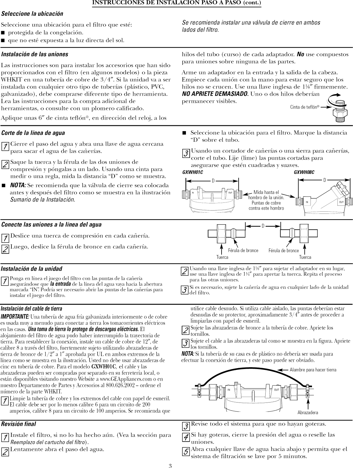 Page 11 of 12 - GE GXWH01C User Manual  WATER SYSTEMS - Manuals And Guides 1007711L