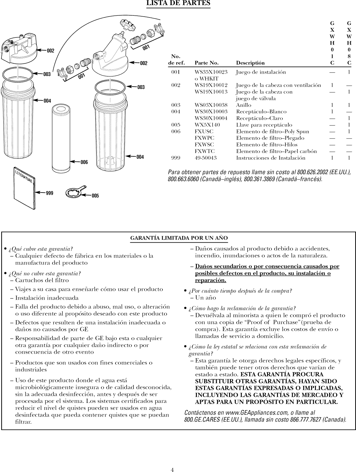 Page 12 of 12 - GE GXWH01C User Manual  WATER SYSTEMS - Manuals And Guides 1007711L