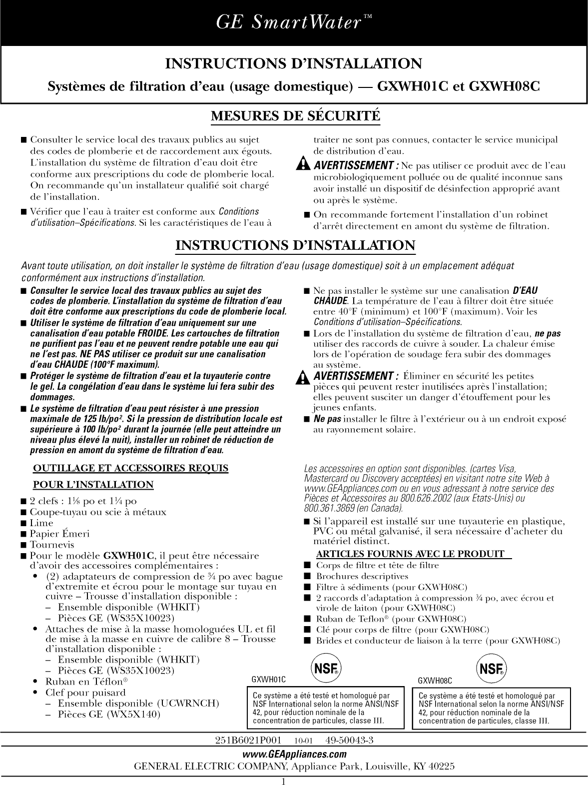 Page 5 of 12 - GE GXWH01C User Manual  WATER SYSTEMS - Manuals And Guides 1007711L