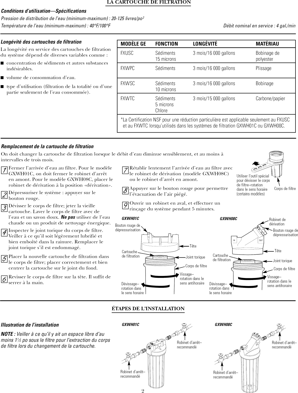 Page 6 of 12 - GE GXWH01C User Manual  WATER SYSTEMS - Manuals And Guides 1007711L
