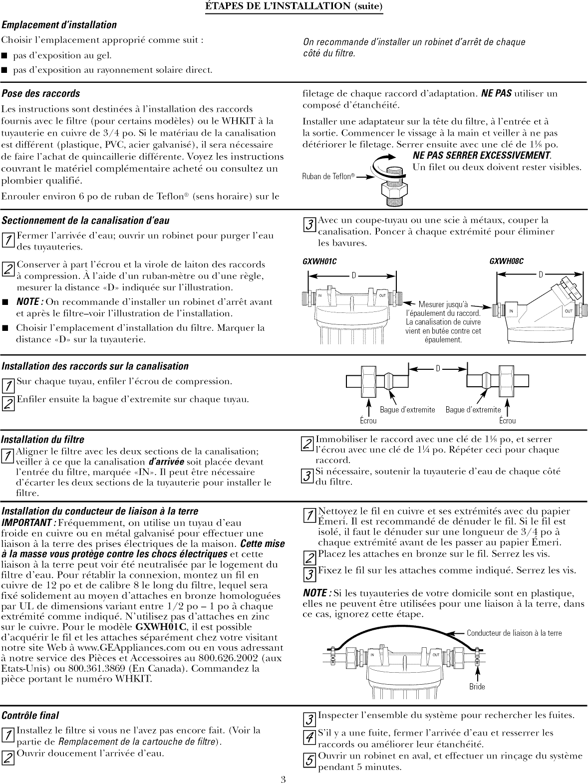 Page 7 of 12 - GE GXWH01C User Manual  WATER SYSTEMS - Manuals And Guides 1007711L