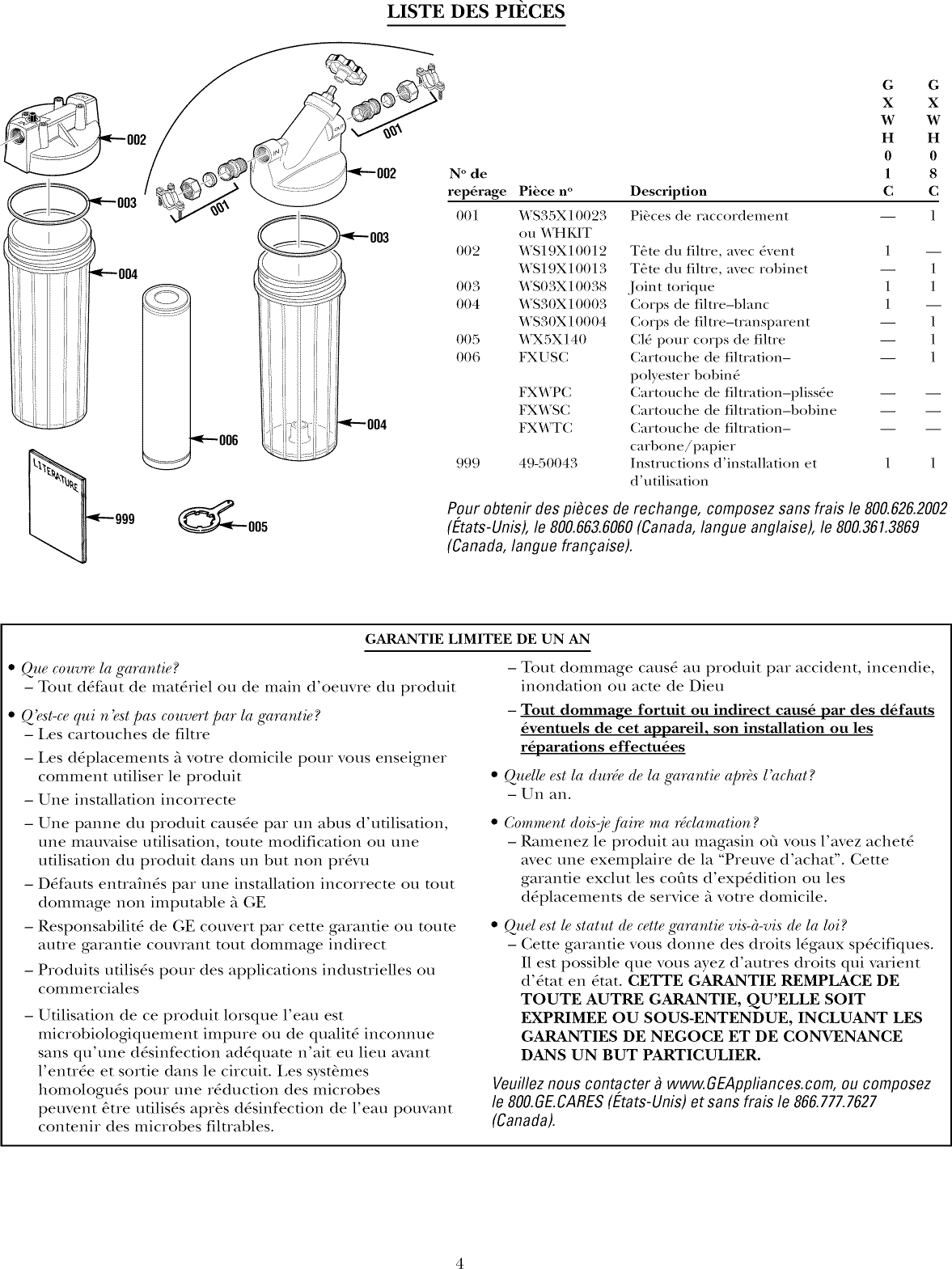 Page 8 of 12 - GE GXWH01C User Manual  WATER SYSTEMS - Manuals And Guides 1007711L