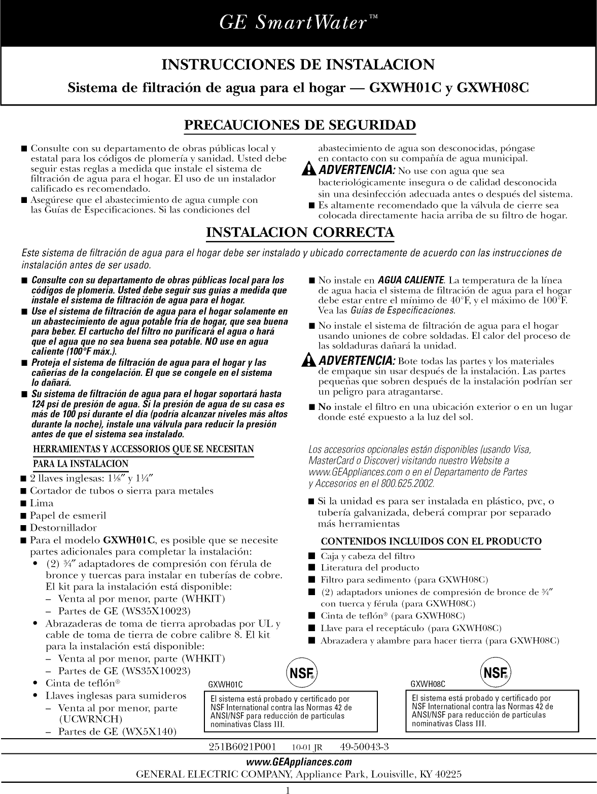 Page 9 of 12 - GE GXWH01C User Manual  WATER SYSTEMS - Manuals And Guides 1007711L